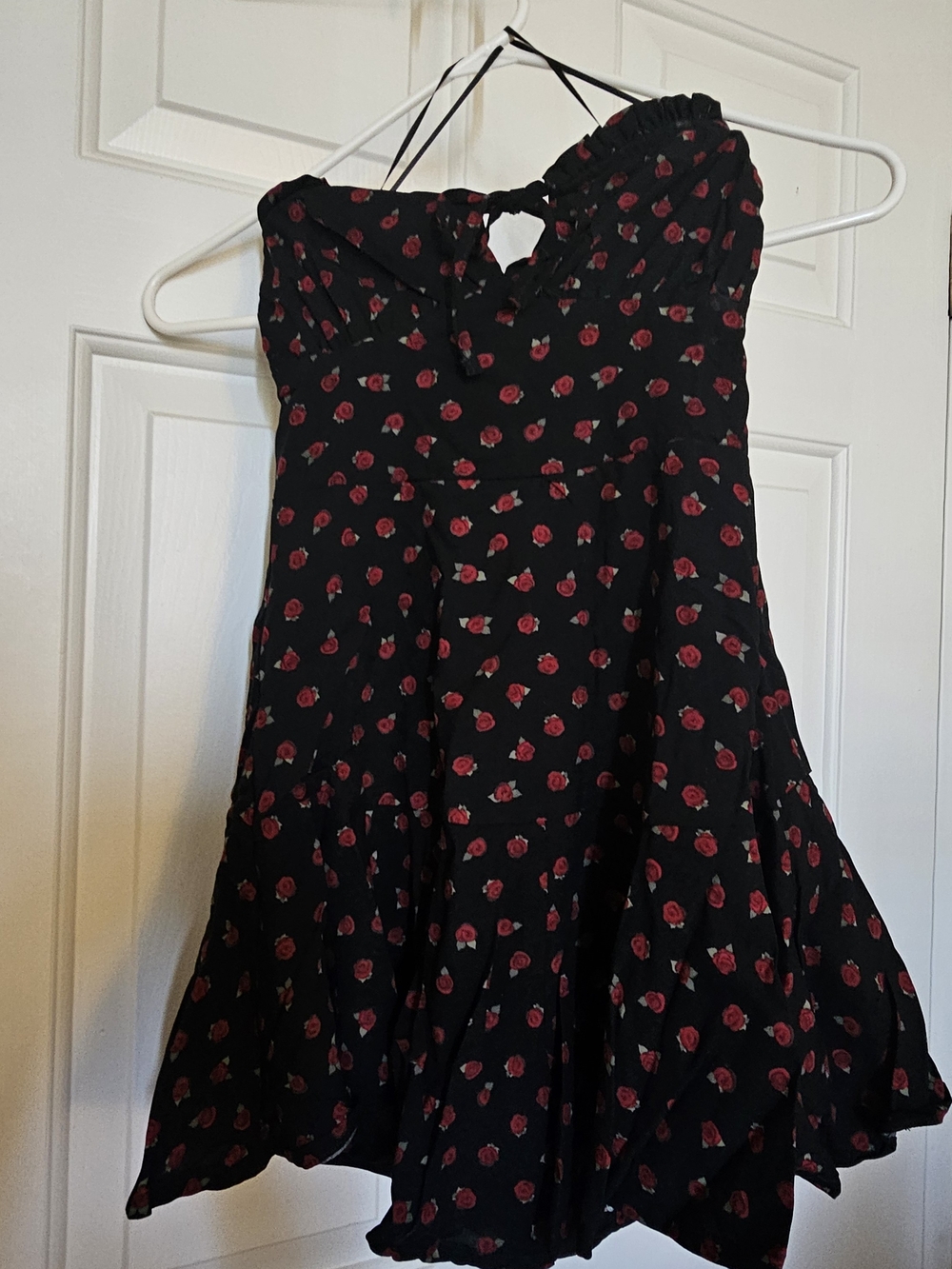 ARDENE - Black Mini ROMPER with Red Rose Print (Size X-SMALL)